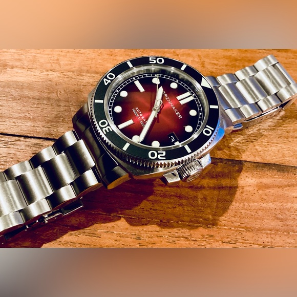 SPINNAKER Hull Diver Automatic#SP-5088-33 Ombré Red 42mm FULL KIT 300m